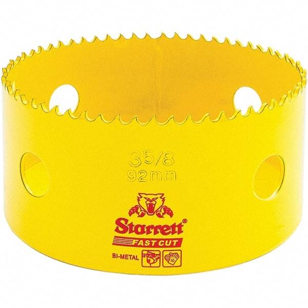 Starrett - 3-5/8" Diam, 1-5/8" Cutting Depth, Hole Saw - High Speed Steel Saw, Toothed Edge - Industrial Tool & Supply