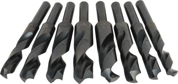 Interstate - 9/16 to 1", 118° Point, Oxide Finish, High Speed Steel Reduced Shank Drill Bit Set - Industrial Tool & Supply