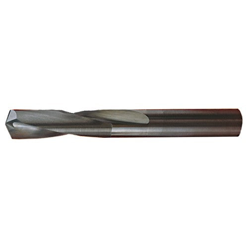 #40 Dia. × 0.098″ Shank × 5/8″ Flute Length × 2″ OAL, Stub, 118°, Bright, 2xD Flute, Round Solid Carbide Drill - Exact Industrial Supply