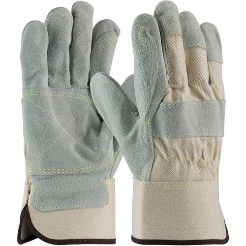‎80-8855/XL Split Leather Palm - Platinum Series - Hvy Side - Dbl Palm Hvy Wht Canvas - Kevlar Stitch - SC - Exact Industrial Supply