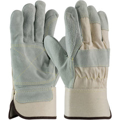 ‎80-8855/XL Split Leather Palm - Platinum Series - Hvy Side - Dbl Palm Hvy Wht Canvas - Kevlar Stitch - SC - Exact Industrial Supply