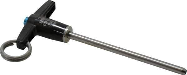 Jergens - 3/16" Diam, 3" Usable Length, T Handle, Push Button Quick Release Pin - 4-1/2" Overall Length, Grade 17-4 Stainless Steel, Passivated Finish - Industrial Tool & Supply