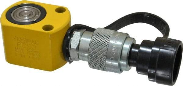 Enerpac - 5 Ton, 0.63" Stroke, 0.62 Cu In Oil Capacity, Portable Hydraulic Single Acting Cylinder - 0.99 Sq In Effective Area, 1.63" Lowered Ht., 2.25" Max Ht., 1.13" Cyl Bore Diam, 1" Plunger Rod Diam, 10,000 Max psi - Industrial Tool & Supply