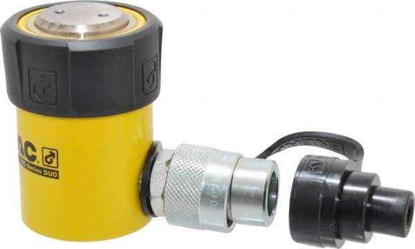 Enerpac - 10 Ton, 1" Stroke, 2.24 Cu In Oil Capacity, Portable Hydraulic Single Acting Cylinder - 2.24 Sq In Effective Area, 3.53" Lowered Ht., 4.53" Max Ht., 1.69" Cyl Bore Diam, 1.5" Plunger Rod Diam, 10,000 Max psi - Industrial Tool & Supply