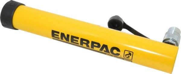 Enerpac - 10 Ton, 12" Stroke, 26.84 Cu In Oil Capacity, Portable Hydraulic Single Acting Cylinder - 2.24 Sq In Effective Area, 15.75" Lowered Ht., 27.75" Max Ht., 1.69" Cyl Bore Diam, 1.5" Plunger Rod Diam, 10,000 Max psi - Industrial Tool & Supply