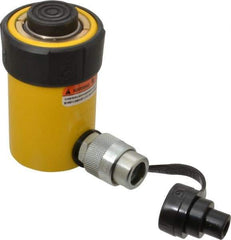 Enerpac - 15 Ton, 1" Stroke, 3.14 Cu In Oil Capacity, Portable Hydraulic Single Acting Cylinder - 3.14 Sq In Effective Area, 4.88" Lowered Ht., 5.88" Max Ht., 2" Cyl Bore Diam, 1.625" Plunger Rod Diam, 10,000 Max psi - Industrial Tool & Supply
