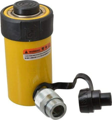 Enerpac - 15 Ton, 2" Stroke, 6.28 Cu In Oil Capacity, Portable Hydraulic Single Acting Cylinder - 3.14 Sq In Effective Area, 5.88" Lowered Ht., 7.88" Max Ht., 2" Cyl Bore Diam, 1.625" Plunger Rod Diam, 10,000 Max psi - Industrial Tool & Supply