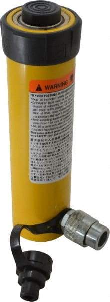 Enerpac - 15 Ton, 6" Stroke, 18.85 Cu In Oil Capacity, Portable Hydraulic Single Acting Cylinder - 3.14 Sq In Effective Area, 10.69" Lowered Ht., 16.69" Max Ht., 2" Cyl Bore Diam, 1.625" Plunger Rod Diam, 10,000 Max psi - Industrial Tool & Supply