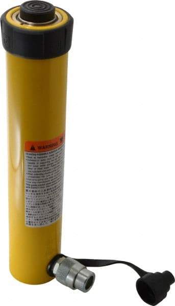 Enerpac - 15 Ton, 10" Stroke, 31.42 Cu In Oil Capacity, Portable Hydraulic Single Acting Cylinder - 3.14 Sq In Effective Area, 14.69" Lowered Ht., 24.69" Max Ht., 2" Cyl Bore Diam, 1.625" Plunger Rod Diam, 10,000 Max psi - Industrial Tool & Supply