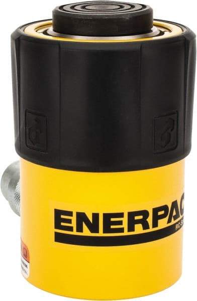 Enerpac - 25 Ton, 1" Stroke, 5.16 Cu In Oil Capacity, Portable Hydraulic Single Acting Cylinder - 5.16 Sq In Effective Area, 5.5" Lowered Ht., 6.5" Max Ht., 2.56" Cyl Bore Diam, 2.25" Plunger Rod Diam, 10,000 Max psi - Industrial Tool & Supply