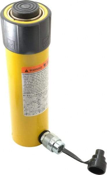 Enerpac - 25 Ton, 8.25" Stroke, 42.55 Cu In Oil Capacity, Portable Hydraulic Single Acting Cylinder - 5.16 Sq In Effective Area, 12.75" Lowered Ht., 21" Max Ht., 2.56" Cyl Bore Diam, 2.25" Plunger Rod Diam, 10,000 Max psi - Industrial Tool & Supply