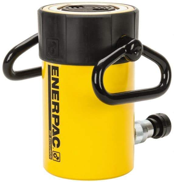 Enerpac - 50 Ton, 4" Stroke, 44.18 Cu In Oil Capacity, Portable Hydraulic Single Acting Cylinder - 11.04 Sq In Effective Area, 8.94" Lowered Ht., 12.94" Max Ht., 3.75" Cyl Bore Diam, 3.125" Plunger Rod Diam, 10,000 Max psi - Industrial Tool & Supply