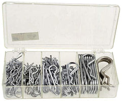 Precision Brand - 150 Piece, 1/16 to 3/16" Pin Diam, Hitch Pin Assortment - 1-9/16 to 3-1/4" Long, Steel - Industrial Tool & Supply