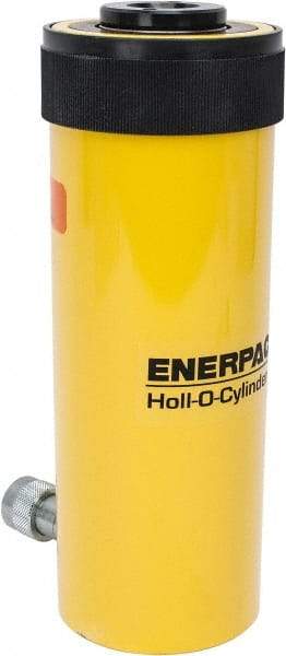 Enerpac - 30 Ton, 6.13" Stroke, 44.23 Cu In Oil Capacity, Portable Hydraulic Hollow Hole Cylinder - 7.22 Sq In Effective Area, 13" Lowered Ht., 19.13" Max Ht., 3.5" Cyl Bore Diam, 2.5" Plunger Rod Diam, 10,000 Max psi - Industrial Tool & Supply