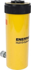 Enerpac - 30 Ton, 6.13" Stroke, 44.23 Cu In Oil Capacity, Portable Hydraulic Hollow Hole Cylinder - 7.22 Sq In Effective Area, 13" Lowered Ht., 19.13" Max Ht., 3.5" Cyl Bore Diam, 2.5" Plunger Rod Diam, 10,000 Max psi - Industrial Tool & Supply