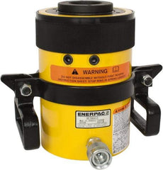 Enerpac - 60 Ton, 3" Stroke, 38.2 Cu In Oil Capacity, Portable Hydraulic Hollow Hole Cylinder - 12.73 Sq In Effective Area, 9.75" Lowered Ht., 12.75" Max Ht., 4.88" Cyl Bore Diam, 3.63" Plunger Rod Diam, 10,000 Max psi - Industrial Tool & Supply