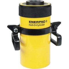 Enerpac - 60 Ton, 6" Stroke, 76.41 Cu In Oil Capacity, Portable Hydraulic Hollow Hole Cylinder - 12.73 Sq In Effective Area, 12.75" Lowered Ht., 18.75" Max Ht., 4.88" Cyl Bore Diam, 3.63" Plunger Rod Diam, 10,000 Max psi - Industrial Tool & Supply