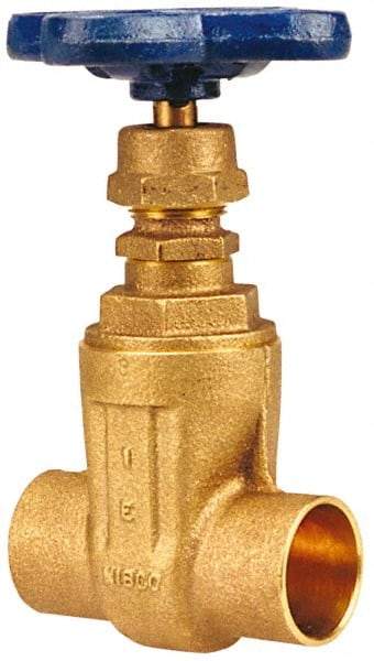 NIBCO - 3" Pipe, Class 125, Soldered Bronze Solid Wedge Stem Gate Valve - 200 WOG, 125 WSP, Screw-In Bonnet - Industrial Tool & Supply