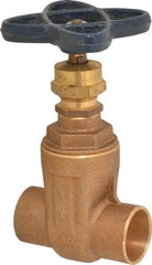 NIBCO - 1" Pipe, Class 125, Soldered Bronze Solid Wedge Stem Gate Valve - 200 WOG, 125 WSP, Screw-In Bonnet - Industrial Tool & Supply