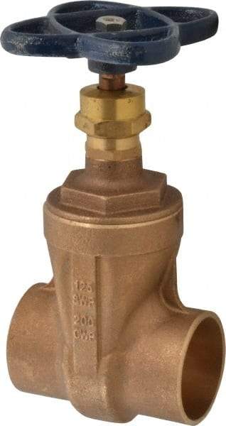 NIBCO - 2" Pipe, Class 125, Soldered Bronze Solid Wedge Stem Gate Valve - 200 WOG, 125 WSP, Screw-In Bonnet - Industrial Tool & Supply