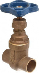 NIBCO - 3/4" Pipe, Class 125, Soldered Bronze Solid Wedge Stem Gate Valve - 200 WOG, 125 WSP, Screw-In Bonnet - Industrial Tool & Supply
