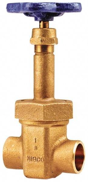 NIBCO - 2-1/2" Pipe, Class 150, Soldered Bronze Solid Wedge Rising Stem Gate Valve with Oxygen Service - 300 WOG, 150 WSP, Bolted Bonnet - Industrial Tool & Supply