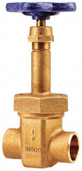 NIBCO - 1-1/4" Pipe, Class 150, Soldered Bronze Solid Wedge Rising Stem Gate Valve with Oxygen Service - 300 WOG, 150 WSP, Bolted Bonnet - Industrial Tool & Supply