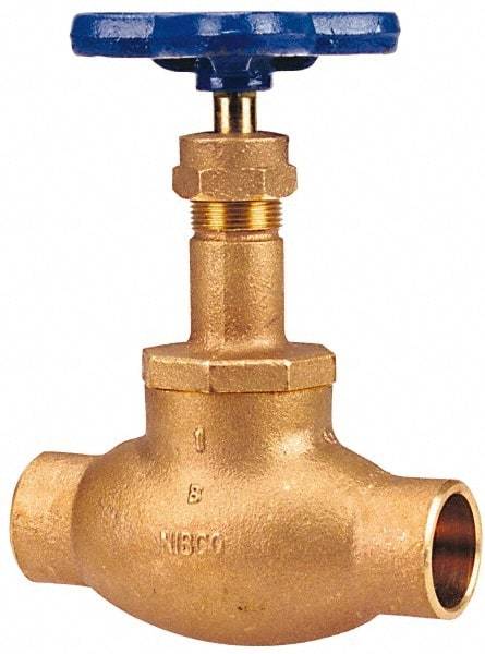 NIBCO - 1/4" Pipe, Soldered Ends, Bronze Integral Globe Valve - PTFE Disc, Screw-In Bonnet, 200 psi WOG, 125 psi WSP, Class 125 - Industrial Tool & Supply