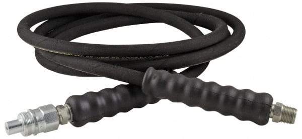 Enerpac - 3/8" Inside Diam x 3/8 NPT 10' Hydraulic Pump Hose - 10,000 psi, 3/8 NPTF Male Opposite End, Rubber - Industrial Tool & Supply