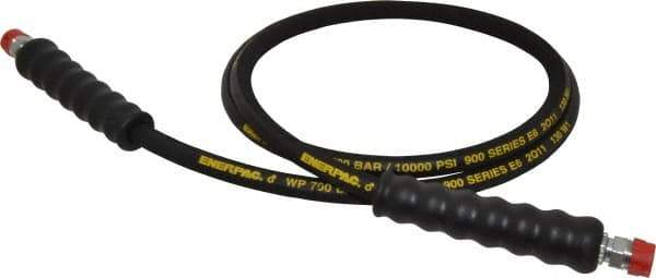 Enerpac - 1/4" Inside Diam x 3/8 NPT 6' Hydraulic Pump Hose - 10,000 psi, 3/8 NPTF Male Opposite End, Rubber - Industrial Tool & Supply