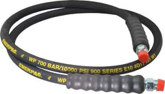 Enerpac - 3/8" Inside Diam x 3/8 NPT 6' Hydraulic Pump Hose - 10,000 psi, 3/8 NPTF Male Opposite End, Rubber - Industrial Tool & Supply
