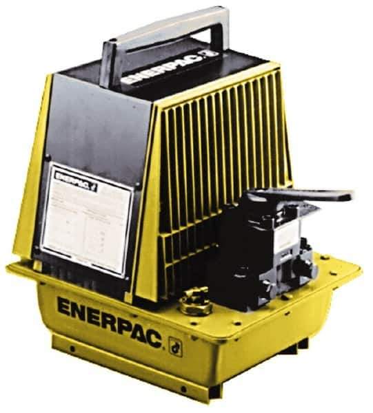 Enerpac - 10,000 psi Air-Hydraulic Pump & Jack - 1 Gal Oil Capacity, 3-Way, 2 Position Valve, Use with Single Acting Cylinders, Advance & Retract - Industrial Tool & Supply