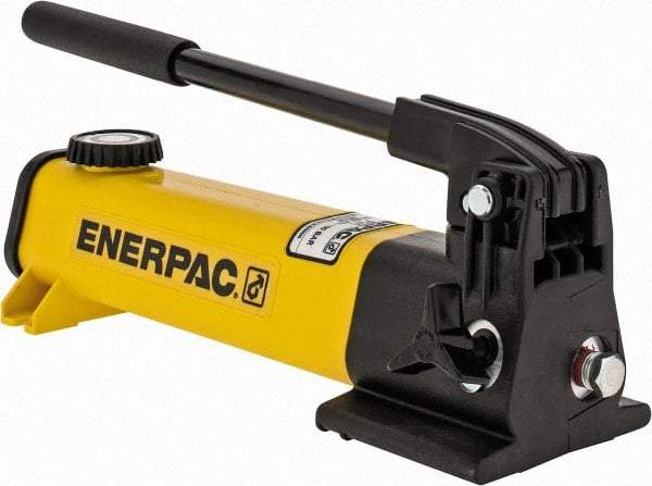 Enerpac - 1/2" Piston Stroke, 3/8" Diam, 0.055" Cu In per Stroke, 20 Cu In Reservoir Capacity, Manual Hydraulic Pump - 10,000 psi, 72 Lbs. Max Handle Effort - Industrial Tool & Supply