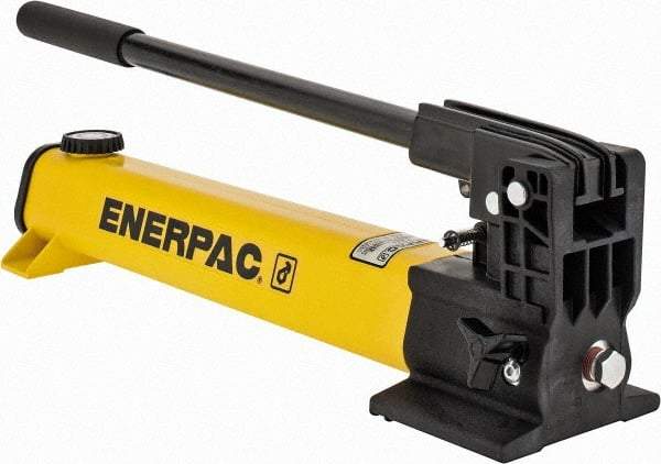 Enerpac - 1" Piston Stroke, 0.94" Diam, 0.687, 0.151" Cu In per Stroke, 55 Cu In Reservoir Capacity, Manual Hydraulic Pump - 10,000 psi, 93 Lbs. Max Handle Effort - Industrial Tool & Supply
