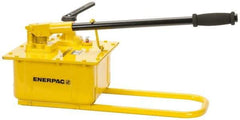 Enerpac - 1-1/2" Piston Stroke, 2-5/8" Piston Diam, 7.69, 0.29 Cu In per Stroke, 453 Cu In Reservoir Capacity, Manual Hydraulic Pump - 10,000 psi, 110 Lbs. Max Handle Effort, 2 Stage - Industrial Tool & Supply