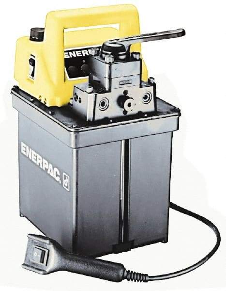 Enerpac - 10,000 psi Electric Hydraulic Pump & Jack - 0.5 Gal Oil Capacity, 4-Way, 3 Position Valve, Use with Double Acting Cylinders, Advance, Hold & Retract - Industrial Tool & Supply