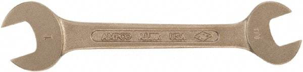 Ampco - 6mm x 7mm Nonsparking Open End Wrench - 4" OAL, Double End, Plain Finish - Industrial Tool & Supply