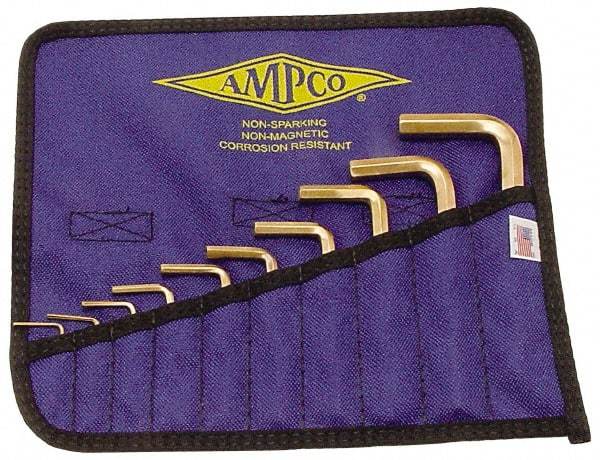 Ampco - 10 Piece L-Key Short Arm Hex Key Set - Hex Range 1.5 to 10mm, Beryllium Copper - Industrial Tool & Supply