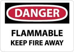 NMC - Danger - Flammable - Keep Fire Away, Aluminum Fire Sign - 14" Wide x 10" High - Industrial Tool & Supply