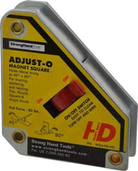 Strong Hand Tools - 3-3/4" Wide x 1-1/8" Deep x 4-3/8" High Magnetic Welding & Fabrication Square - 65 Lb Average Pull Force - Industrial Tool & Supply