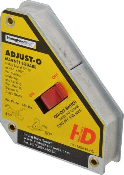 Strong Hand Tools - 5-1/8" Wide x 1-3/8" Deep x 6" High Magnetic Welding & Fabrication Square - 130 Lb Average Pull Force - Industrial Tool & Supply