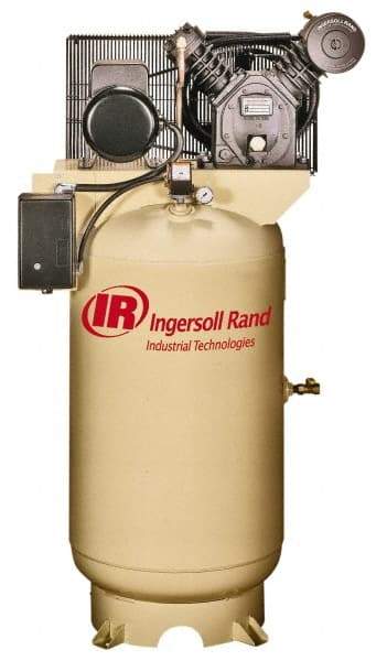 Ingersoll-Rand - 7.5 hp, 80 Gal Stationary Electric Vertical Air Compressor - Single Phase, 175 Max psi, 24 CFM, 230 Volt - Industrial Tool & Supply