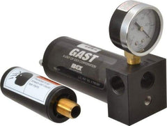 Gast - 12 CFM Open Flow Venturi Single Stage Vacuum Generator - 1/2 FPT Vacuum Port, 27 In/Hg Max Vacuum Pressure, 68 Max psi, 4.9 CFM Air Consumption & 8.64" Length x 3" Wide x 4.90" High - Industrial Tool & Supply