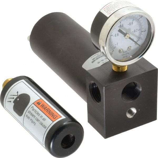 Gast - 17 CFM Open Flow Venturi Single Stage Vacuum Generator - 1/2 FPT Vacuum Port, 27 In/Hg Max Vacuum Pressure, 68 Max psi, 7 CFM Air Consumption & 10.22" Length x 3" Wide x 5.00" High - Industrial Tool & Supply