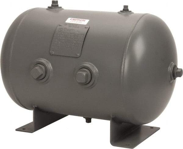 Made in USA - 13.3 Gallon, 200 Max psi Universal Horizontal Tank - 1-1/2" Inlet, 23" Tank Length x 14" Tank Diam - Industrial Tool & Supply