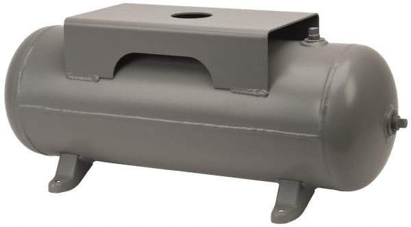 Made in USA - 10 Gallon, 200 Max psi Horizontal Tank with Plate - 30" Tank Length x 10" Tank Diam - Industrial Tool & Supply