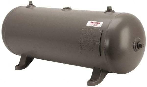 Made in USA - 10 Gallon, 200 Max psi Horizontal Tank - 30" Tank Length x 10" Tank Diam - Industrial Tool & Supply