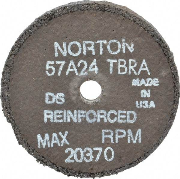 Norton - 3" Diam x 3/8" Hole x 1/4" Thick, T Hardness, 24 Grit Surface Grinding Wheel - Aluminum Oxide, Type 1, Very Coarse Grade, 20,370 Max RPM, No Recess - Industrial Tool & Supply
