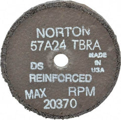 Norton - 3" Diam x 3/8" Hole x 1/4" Thick, T Hardness, 24 Grit Surface Grinding Wheel - Aluminum Oxide, Type 1, Very Coarse Grade, 20,370 Max RPM, No Recess - Industrial Tool & Supply