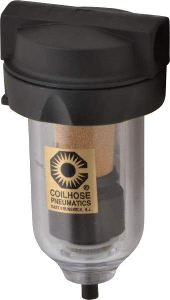 Coilhose Pneumatics - 3/8" Port, 5" High, FRL Filter with Polycarbonate Bowl & Automatic Drain - 150 Max psi, 120°F Max, 4 oz Bowl Capacity - Industrial Tool & Supply
